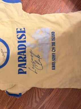 Forever 21 Yellow Tank with Blue Paradise Graphic